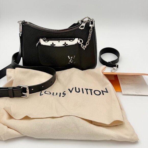 Louis Vuitton Marelle Epi Leather Crossbody Bag Noir w/ Removable Pouch Like New - Picture 1 of 16